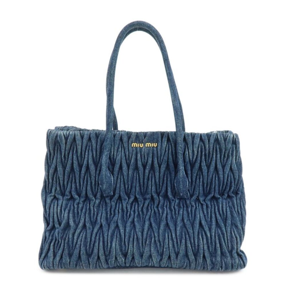 Miu Miu Convertible Matelasse Denim Blue Denim_Jeans Tote Bag Bag